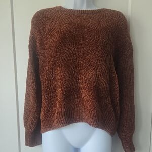 Pink Rose Textured‎ Brown Sweater
